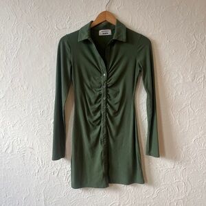 Reformation Forest Green Ribbed Dress